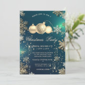 金の雪の結晶、クリスマス+パーティー+会社のイベント用飾り付け 招待状 (スタンド正面)