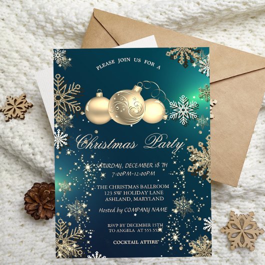 金の雪の結晶、クリスマス+パーティー+会社のイベント用飾り付け 招待状