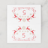 金の雪片とトナカイのクリスマス プレイスカード (外部開封)