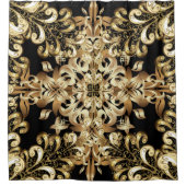 金の雪片シンプルの継ぎ目なし模様。ヴィンテージ シャワーカーテン (正面)