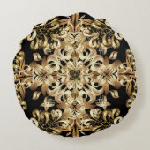 金の雪片シンプルの継ぎ目なし模様。ヴィンテージ ラウンドクッション (裏面)