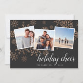 金の雪|バラ金ゴールドスノーフレークフォトコラージュ シーズンカード (正面)