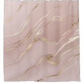 金の静脈を持つピンクの大理石 シャワーカーテン (正面)