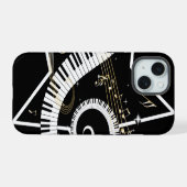 金の音符のミュージカルスター iPhone 15ケース (裏面横)