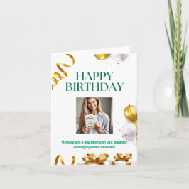 金の風船の誕生日カード(プレゼントとリボン付き) 招待状