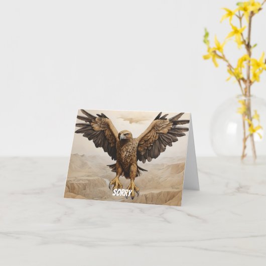 金の飛んでいる鷲 カード (黄色い花)