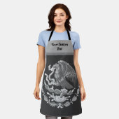 金の鷲を持つメキシコの紋章 – 銀 エプロン (着用した状態)