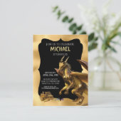 金の龍　ファンタジー　誕生日パーティーへの招待状 招待状 (スタンド正面)