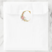 金のCの字に花 スクエアシール (バッグ)