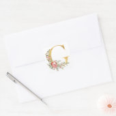 金のGの文字に花を添えて スクエアシール (封筒)