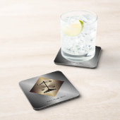 金はかりで測属の金ゴールドと銀フェイクの正義 コースター (右側)