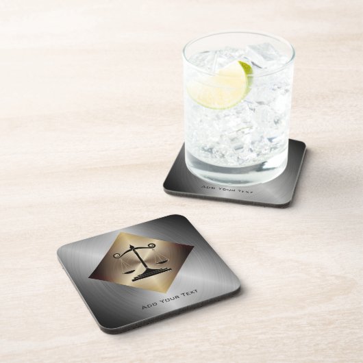 金はかりで測属の金ゴールドと銀フェイクの正義 コースター (右側)