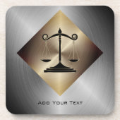 金はかりで測属の金ゴールドと銀フェイクの正義 コースター (正面)