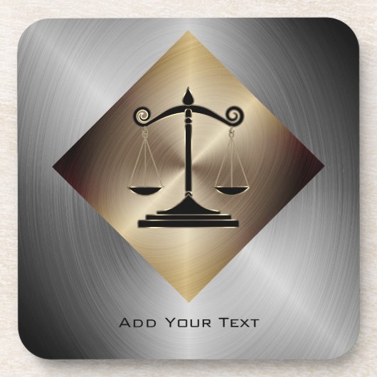 金はかりで測属の金ゴールドと銀フェイクの正義 コースター (正面)