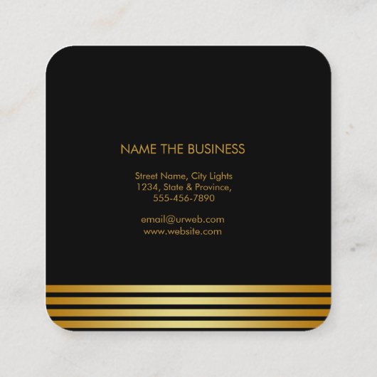 金はすの花のヨガの黙想の紙吹雪のスパ スクエア名刺 (裏面)