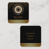 金はすの花のヨガの黙想の紙吹雪のスパ スクエア名刺 (正面/裏面)