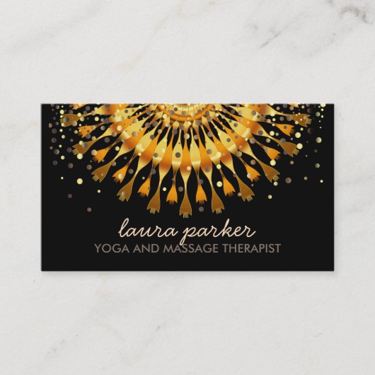 金はすの花の紙吹雪のヨガの健康のマッサージ 名刺 (正面)