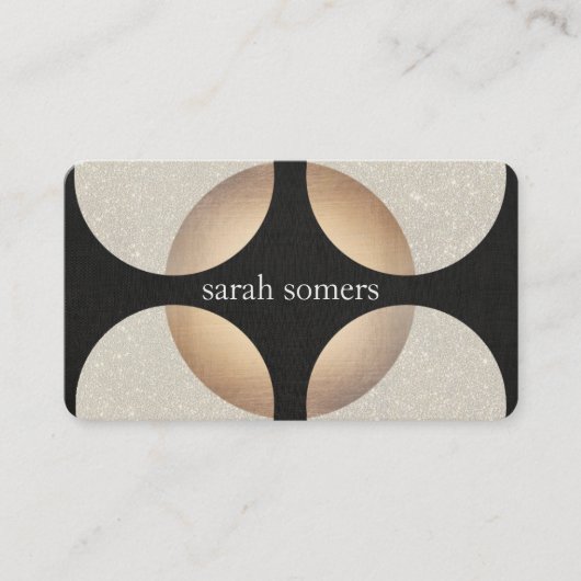 金はっきりしたモダン箔とグリッターブラックレトロ 名刺 (正面)