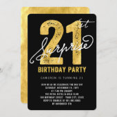 金はっきりした箔サプライズ21歳の誕生日パーティー招待状 招待状 (正面/裏面)