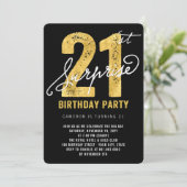 金はっきりした箔サプライズ21歳の誕生日パーティー招待状 招待状 (スタンド正面)