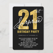 金はっきりした箔サプライズ21歳の誕生日パーティー招待状 招待状 (正面)