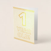 金はっきりした箔"1歳!" 誕生日カード 箔カード (正面)