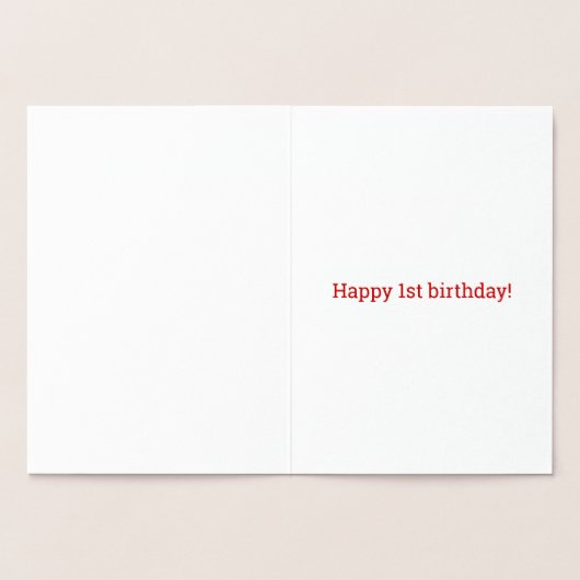 金はっきりした箔"1歳！" 誕生日カード 箔カード (内部)