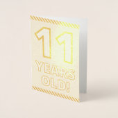 金はっきりした箔"11歳!" 誕生日カード 箔カード (正面)