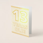 金はっきりした箔"13歳！" 誕生日カード 箔カード (正面)