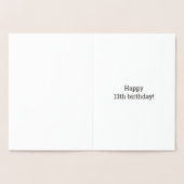金はっきりした箔"13歳！" 誕生日カード 箔カード (内部)