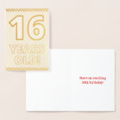 金はっきりした箔"16歳！" 誕生日カード 箔カード (ディスプレー)