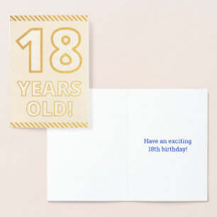 金はっきりした箔"18歳！" 誕生日カード 箔カード