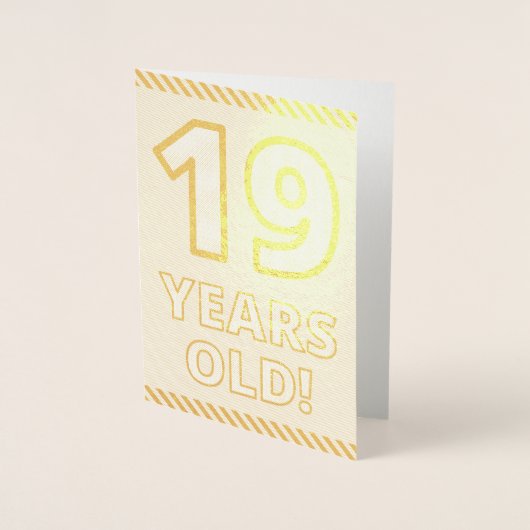 金はっきりした箔"19歳！" 誕生日カード 箔カード (正面)