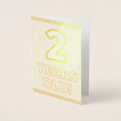 金はっきりした箔"2歳!" 誕生日カード 箔カード (正面)