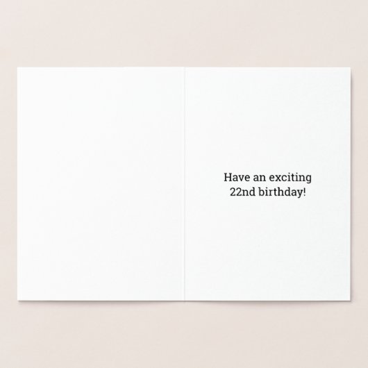 金はっきりした箔"22歳!" 誕生日カード 箔カード (内部)