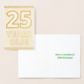 金はっきりした箔"25歳!" 誕生日カード 箔カード (ディスプレー)