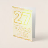 金はっきりした箔"27歳!" 誕生日カード 箔カード (正面)
