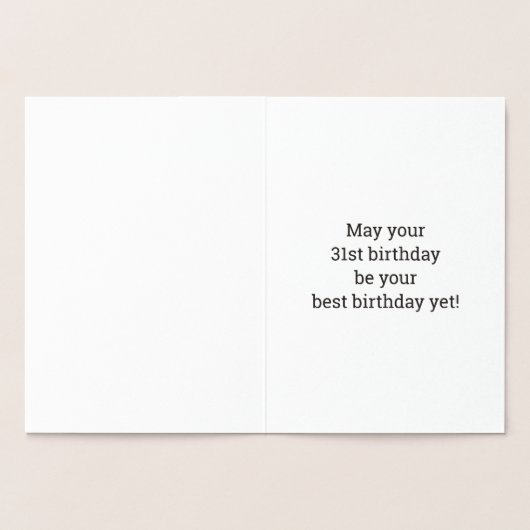 金はっきりした箔"31歳!" 誕生日カード 箔カード (内部)