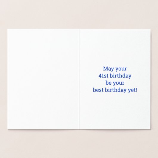 金はっきりした箔"41歳！" 誕生日カード 箔カード (内部)