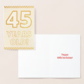 金はっきりした箔"45歳！" 誕生日カード 箔カード (ディスプレー)