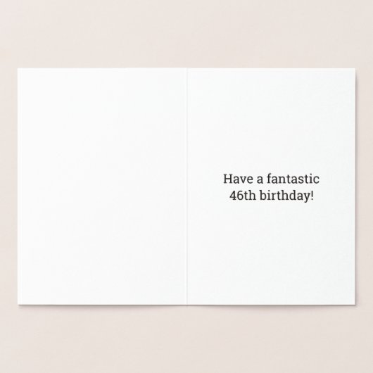 金はっきりした箔"46歳!" 誕生日カード 箔カード (内部)