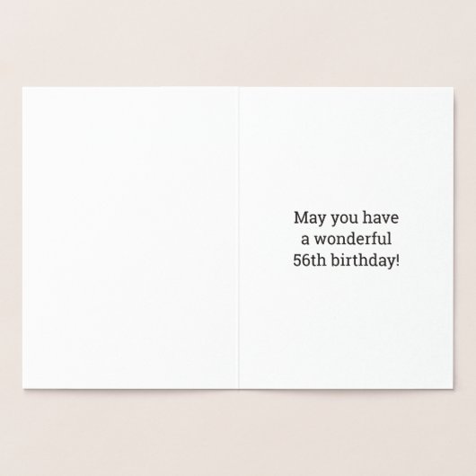 金はっきりした箔"56歳！" 誕生日カード 箔カード (内部)