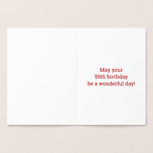 金はっきりした箔"59歳!" 誕生日カード 箔カード (内部)