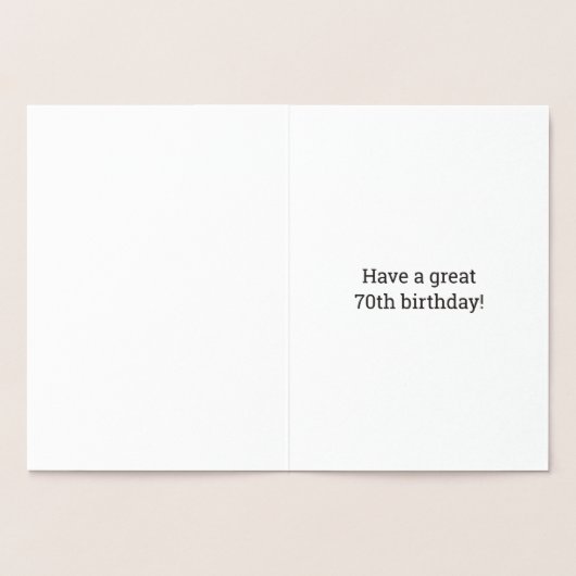 金はっきりした箔"70歳!" 誕生日カード 箔カード (内部)