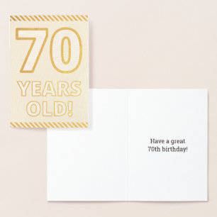 金はっきりした箔"70歳!" 誕生日カード 箔カード