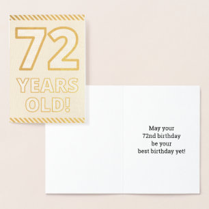 金はっきりした箔"72歳!" 誕生日カード 箔カード