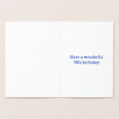 金はっきりした箔"75歳!" 誕生日カード 箔カード (内部)