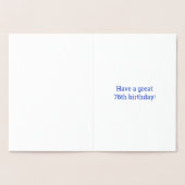 金はっきりした箔"76歳!" 誕生日カード 箔カード (内部)