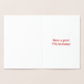 金はっきりした箔"77歳！" 誕生日カード 箔カード (内部)