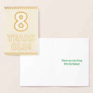 金はっきりした箔"8歳!" 誕生日カード 箔カード